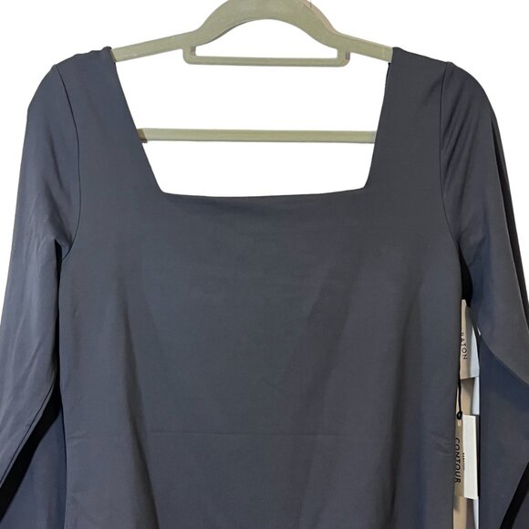 Aritzia Babaton Contour Squareneck Longsleeve Bodysuit Gray XL - Picture 9 of 10